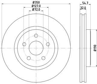 HELLA PAGID 8dd355122411 -  Диск тормозной вентилируемый